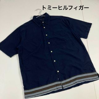 トミーヒルフィガー(TOMMY HILFIGER)のトミーヒルフィガー　シャツ　ボーダー　ネイビー　古着(シャツ)