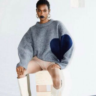 アクネストゥディオズ(Acne Studios)のnknit ハートパターンニット　グレー(ニット/セーター)