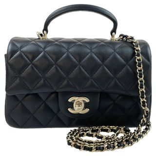 シャネル(CHANEL)の新品 CHANEL シャネル トップハンドルミニチェーンショルダー ブラック  ゴールド金具 ラムスキン(ショルダーバッグ)