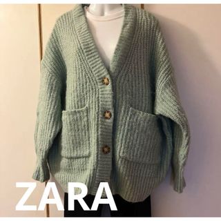 ザラ(ZARA)のZARA 完売　パッチポケット　カーディガン　ミントグリーン　サイズM(カーディガン)