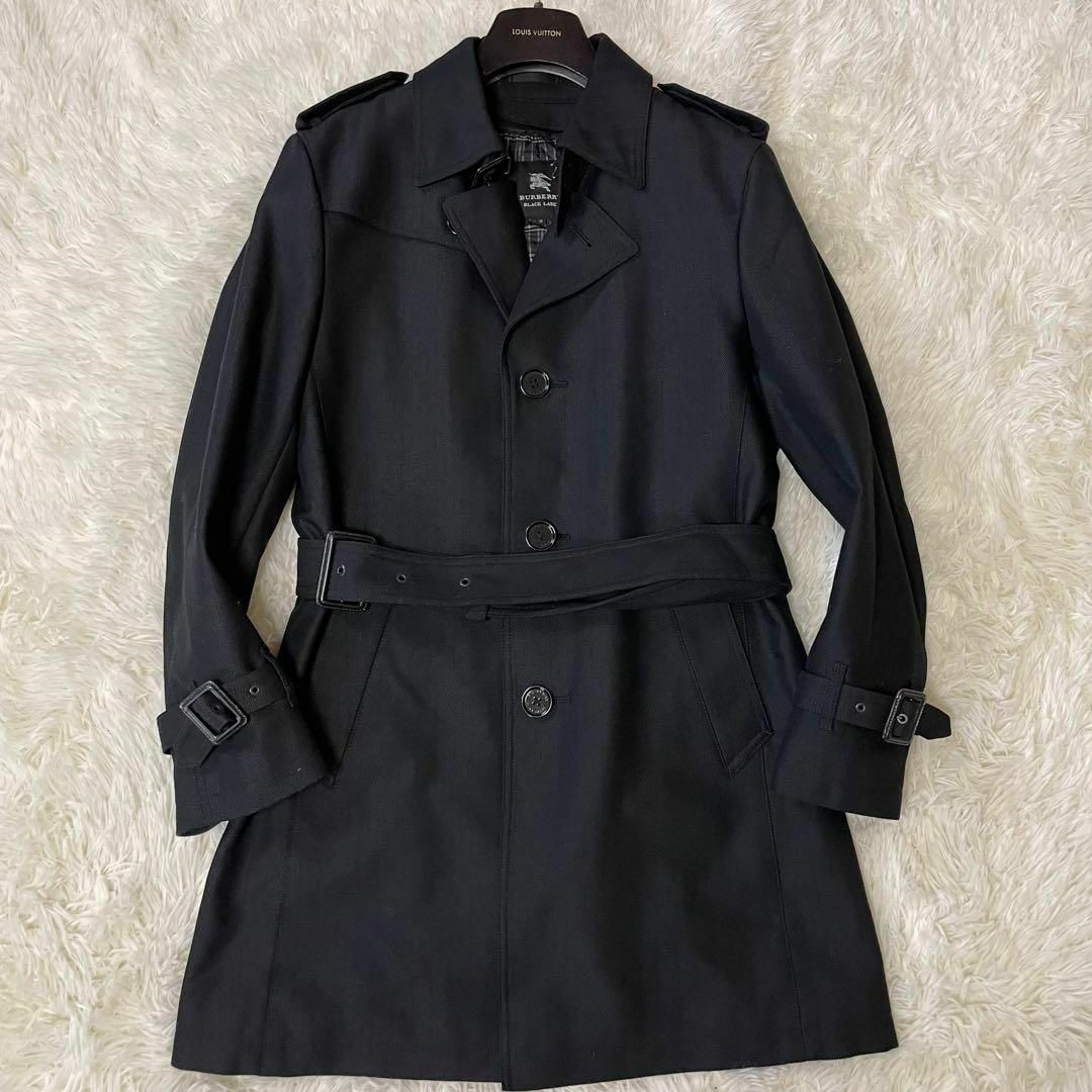 BURBERRY BLACK LABEL(バーバリーブラックレーベル)の美品✨バーバリーブラックレーベル　トレンチコート　ヘリンボーン　ライナー　黒　M メンズのジャケット/アウター(トレンチコート)の商品写真