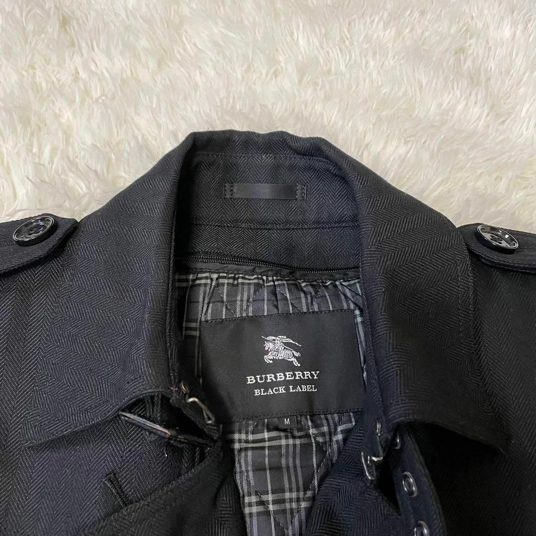 BURBERRY BLACK LABEL(バーバリーブラックレーベル)の美品✨バーバリーブラックレーベル　トレンチコート　ヘリンボーン　ライナー　黒　M メンズのジャケット/アウター(トレンチコート)の商品写真