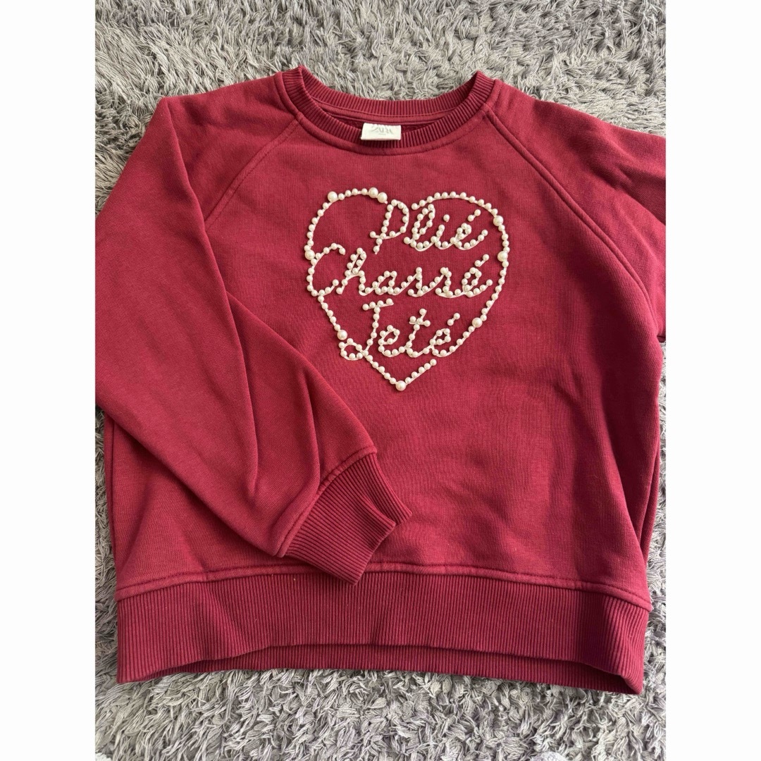 ZARA KIDS(ザラキッズ)のzara kids パールスウェット128cm キッズ/ベビー/マタニティのキッズ服女の子用(90cm~)(Tシャツ/カットソー)の商品写真