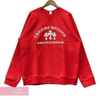 クロムハーツ(Chrome Hearts)のCHROME HEARTS Y NOT Cemetery Cross Crewneck Sweat クロムハーツ ワイノットセメタリークロスクルーネックスウェット トレーナー ロゴ刺繍 King Taco キングタコ シルバープレート レッド サイズXL【240211】【新古品】【me04】(スウェット)