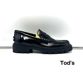 トッズ(TOD'S)の39 TOD'S トッズ  ローファー モカシン 厚底 レザー ブラック 黒(ローファー/革靴)