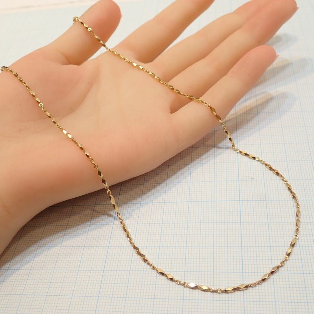 □K18切子チェーンネックレス 6.5g 41.5cm□キリコ□昭和レトロ □K18切子チェーンネックレス 6.5g 41.5cm□キリコ□昭和レトロ