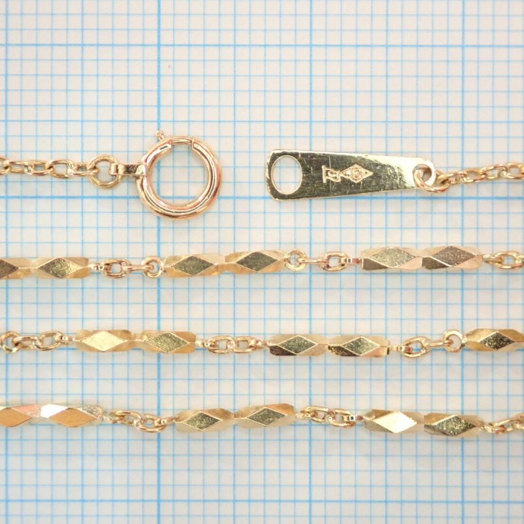 □K18切子チェーンネックレス 6.5g 41.5cm□キリコ□昭和レトロ □K18切子チェーンネックレス 6.5g 41.5cm□キリコ□昭和レトロ