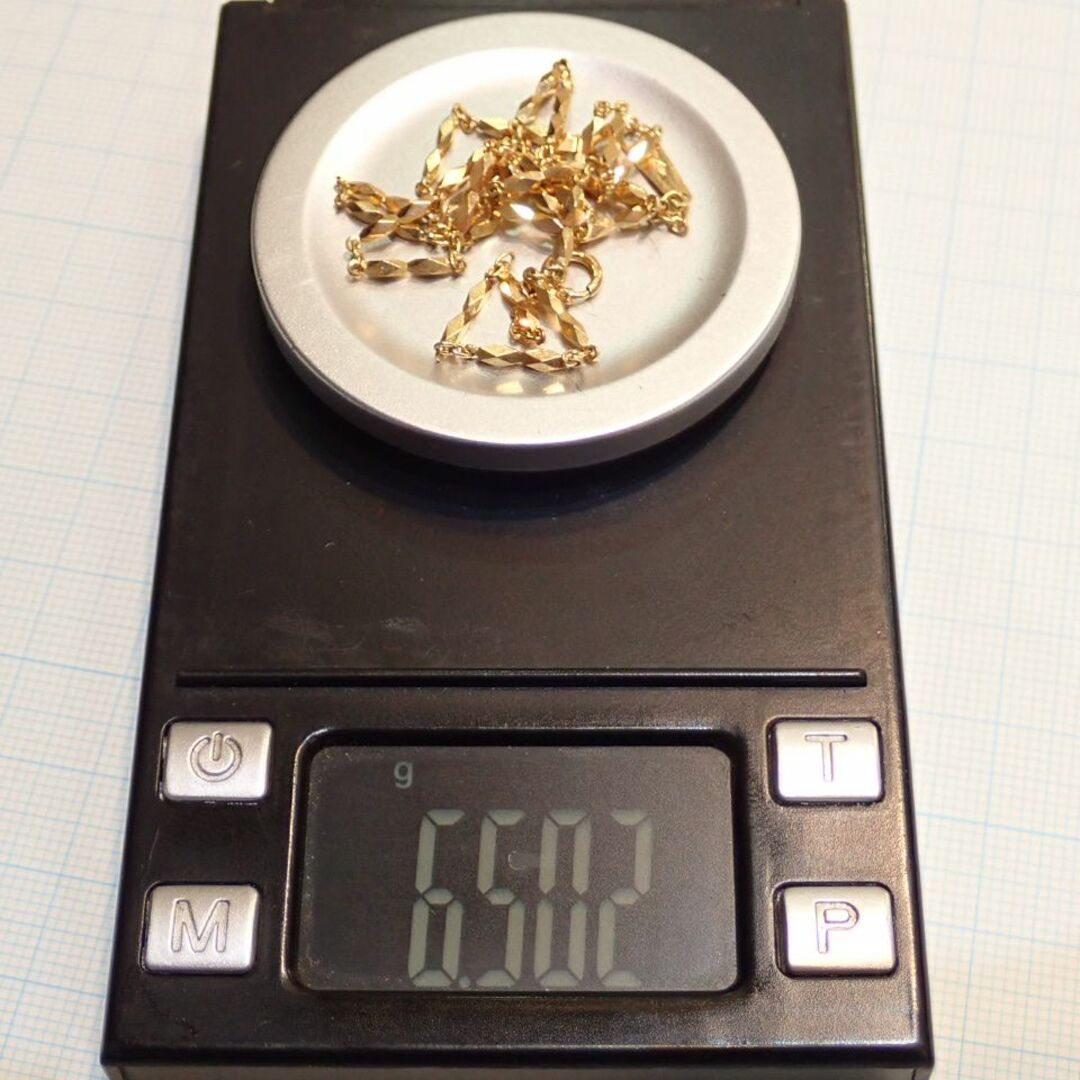 □K18切子チェーンネックレス 6.5g 41.5cm□キリコ□昭和レトロ □K18切子チェーンネックレス 6.5g 41.5cm□キリコ□昭和レトロ