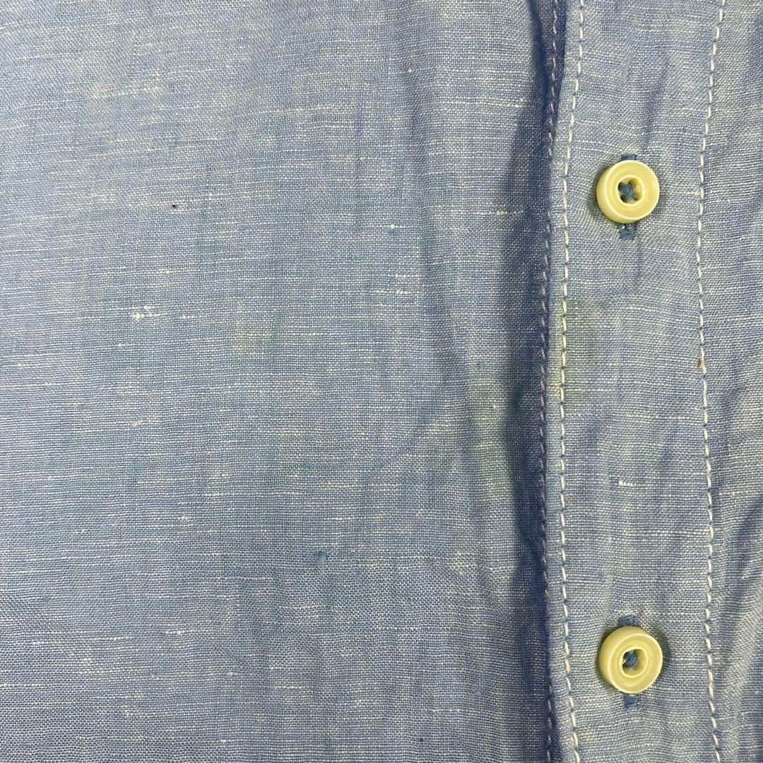 アメリカ古着 トミーバハマ リネンシャツ 半袖　XL ビッグサイズ　ブルー メンズのトップス(シャツ)の商品写真