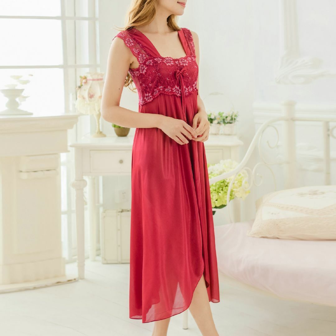 ロングドレス ネグリジェ ルームウェア ワンピース 柔らかい ゆったり 華やか レディースのルームウェア/パジャマ(ルームウェア)の商品写真