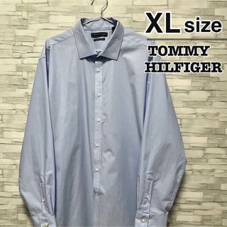 トミーヒルフィガー(TOMMY HILFIGER)のTOMMY HILFIGER　ドレスシャツ　XL　ストライプ　水色　USA古着(シャツ)