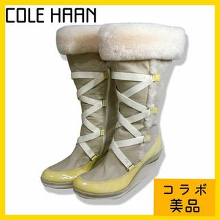 コールハーン(Cole Haan)のCOLE HAAN NIKEAIR コラボ　ロングブーツ　パテント　ファー付き(ブーツ)