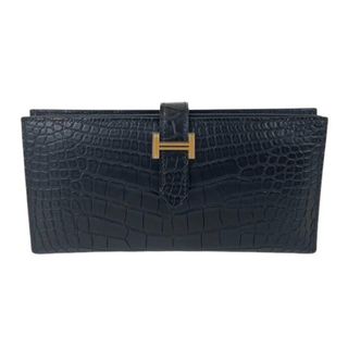 エルメス(Hermes)の新品 HERMES エルメス Bearn soufflet べアンスフレ Black ブラック Crocodile クロコダイル B刻 長財布(財布)