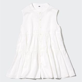 ユニクロ(UNIQLO)のUNIQLO コットンギャザーブラウス（ノースリーブ）(シャツ/ブラウス(半袖/袖なし))