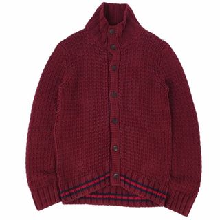 グッチ(Gucci)の美品 グッチ GUCCI ドライバーズニット ニット カーディガン ハイネック ロングスリーブ 長袖 コットン トップス メンズ M ボルドー(カーディガン)