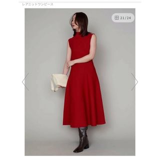 美品✨フレイアイディー　ラッフル　コンビ　タイト　ニット　ワンピース　くすみ