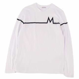 モンクレール(MONCLER)の美品 モンクレール MONCLER Tシャツ カットソー 2021年 ロングスリーブ 長袖 ロゴ トップス メンズ M ホワイト(Tシャツ/カットソー(半袖/袖なし))