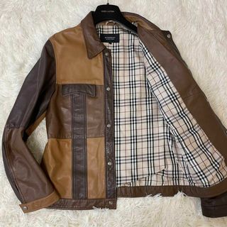 BURBERRY BLACK LABEL - 激レア✨バーバリーブラックレーベル　ラムレザー　ジャケット　パッチワーク　L