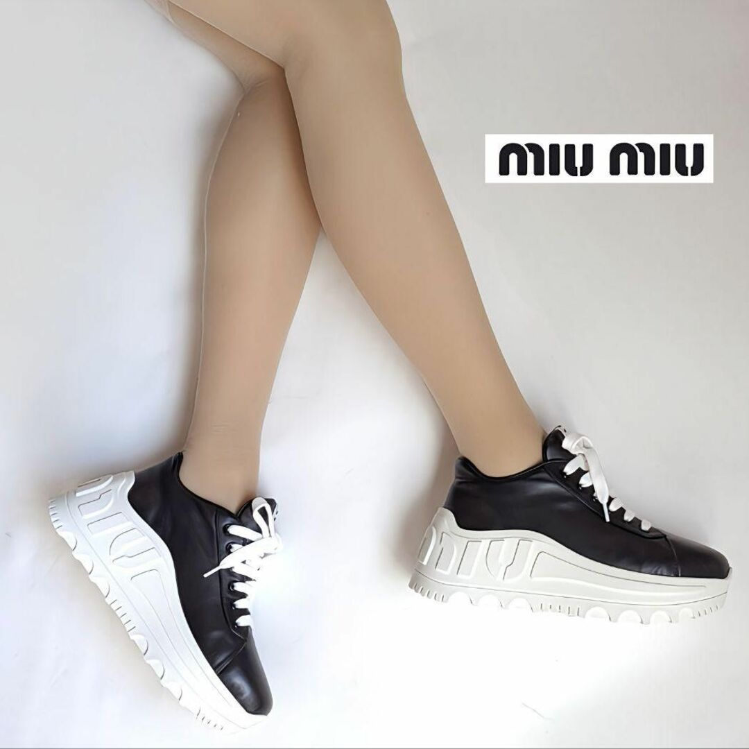 MIU MIU - 新品そっくりさん⭐miumiuミュウミュウ 厚底レザー MIU MIU - 新品そっくりさん⭐miumiuミュウミュウ 厚底レザー