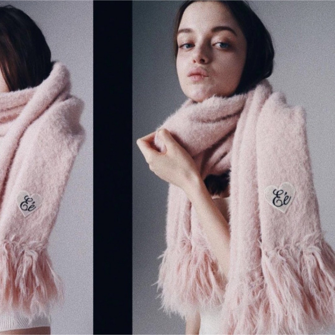 épine - epineマフラー ♡Éé mohair fringe muffler pinkの通販 by