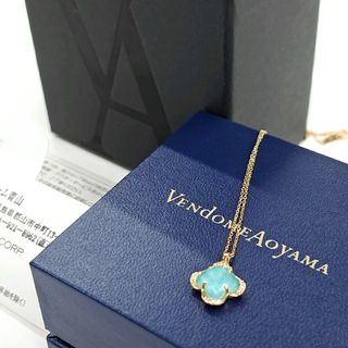 ヴァンドームアオヤマ(Vendome Aoyama)のヴァンドーム青山 ターコイズフラワーネックレス ダイヤモンド K18 箱付(ネックレス)