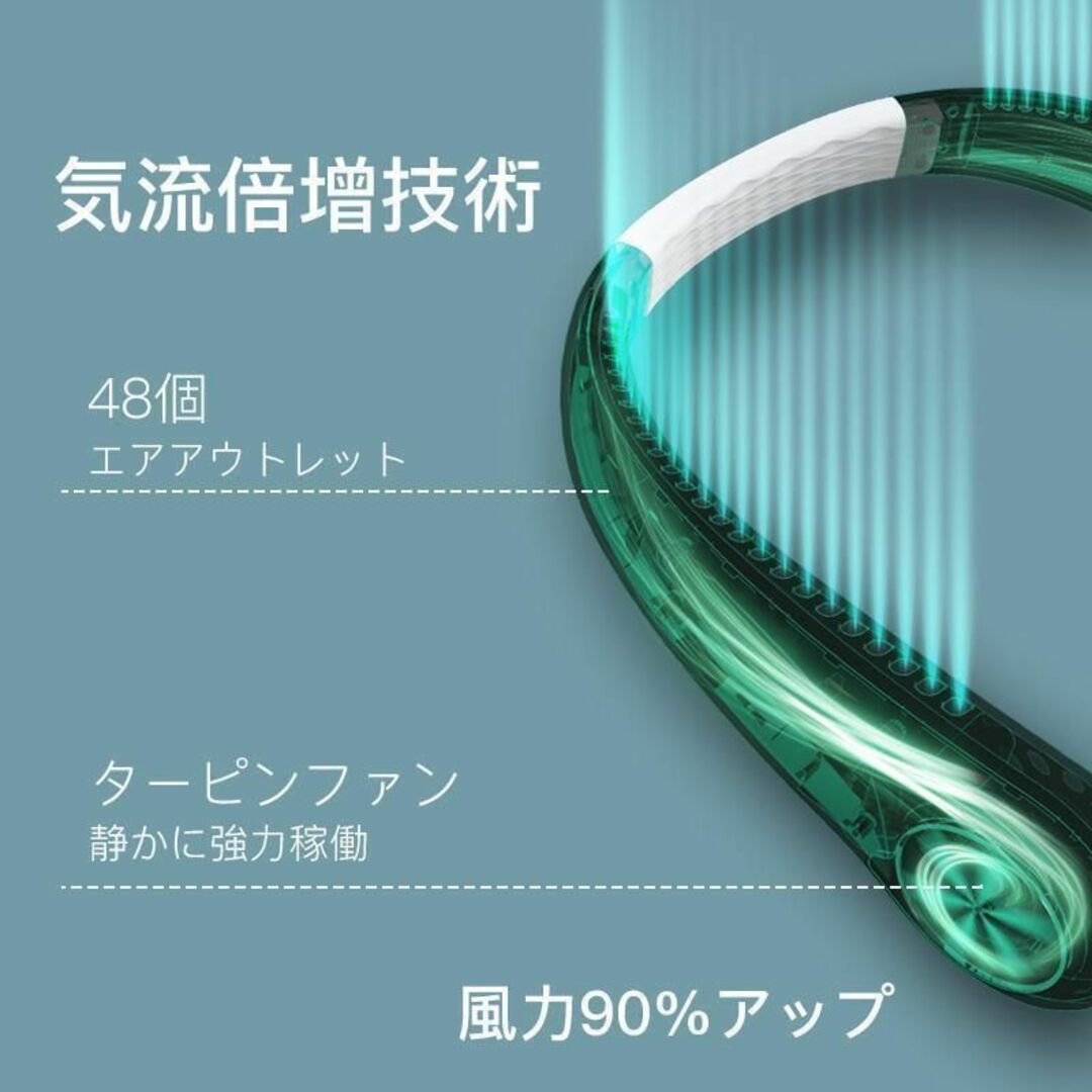 暑さ対策扇風機 首掛け 小型 携帯 羽なし 静音 USB充電式 ネッククーラー スマホ/家電/カメラの冷暖房/空調(扇風機)の商品写真