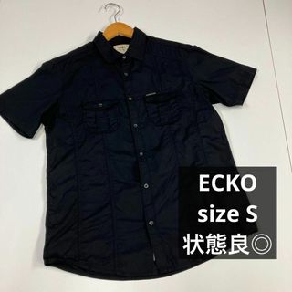 エコーアンリミテッド(ECKO UNLTD)のECKO シャツ　半袖　ブラック　ワークシャツ　ミリタリーシャツ　古着(シャツ)