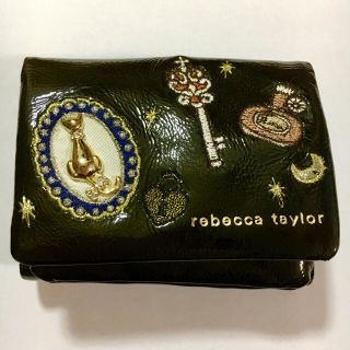 レベッカテイラー(Rebecca Taylor)の【未使用品】美品♡レベッカテイラー 三つ折り財布 黒 猫 ゴールド(財布)