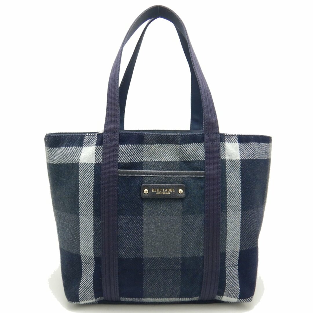 BLUE LABEL クレストブリッジチェック トートバッグ ウール  ネイビー/251470【中古】 レディースのバッグ(トートバッグ)の商品写真