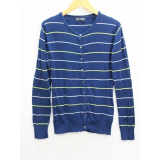 ジョンスメドレー(JOHN SMEDLEY)の‡JOHN SMEDLEY/ジョンスメドレー‡ボーダーニットカーディガン/長袖 ブルー/青 レディース S 【中古】春夏 612032(カーディガン)