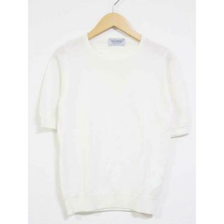 ジョンスメドレー(JOHN SMEDLEY)の☆JOHN SMEDLEY/ジョンスメドレー☆ウールニット/クルーネック/シンプル/無地/半袖 ホワイト/白 レディース S【中古】春夏 023032(ニット/セーター)