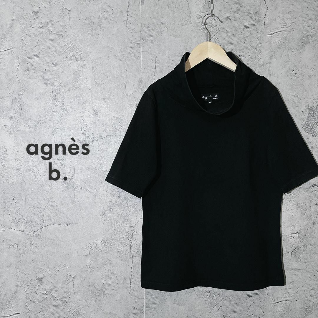 agnes b.(アニエスベー)の【モックネック】アニエスベー 半袖 シャツ トップス 黒 無地 レディース S レディースのトップス(シャツ/ブラウス(半袖/袖なし))の商品写真