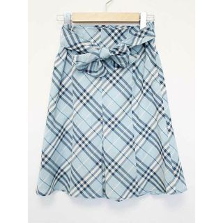 バーバリー(BURBERRY)の△BURBERRY BLUE LABEL/バーバリーブルーレーベル△チェックスカート/膝丈　ライトブルー/水色　レディース　36　【中古】　春夏 615032(その他)