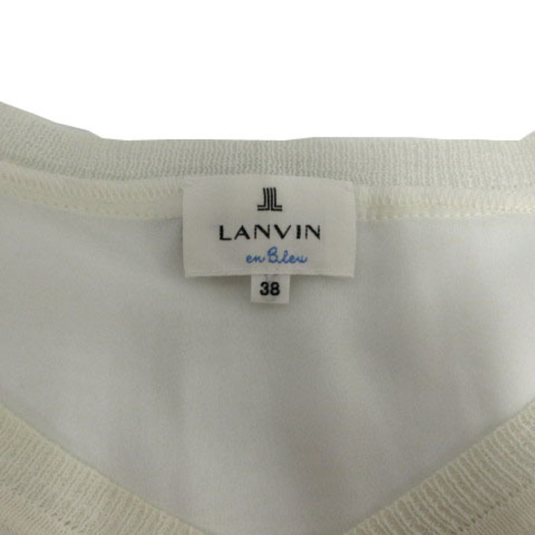 LANVIN en Bleu(ランバンオンブルー)のランバンオンブルー ニット レース切替え Vネック フリルスリーブ オフ白 38 レディースのトップス(ニット/セーター)の商品写真