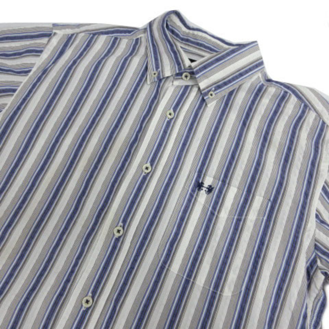 McGREGOR(マックレガー)のマックレガー シャツ 半袖 シアサッカー ストライプ 白 青 グレーブラウン M メンズのトップス(シャツ)の商品写真
