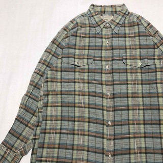 ヴィンテージ(VINTAGE)の【美品】BAILEY stockman オーバーサイズチェックシャツ L 緑系(シャツ)