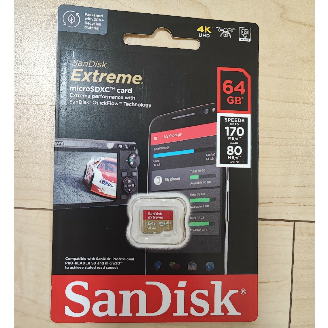 SanDisk(サンディスク)のSanDisk microSDXCカード 64GB SDSQXAH-064G-… スマホ/家電/カメラのカメラ(その他)の商品写真