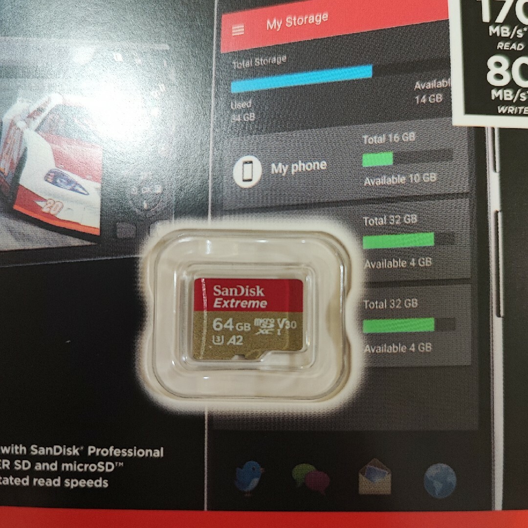 SanDisk(サンディスク)のSanDisk microSDXCカード 64GB SDSQXAH-064G-… スマホ/家電/カメラのカメラ(その他)の商品写真