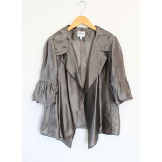 ●ARMANI COLLEZIONI/アルマーニコレツィオーニ●シルクジャケット/七分袖 ゴールド/金 レディース 44【中古】春夏 422032 otr