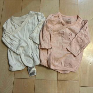 エイチアンドエム(H&M)の⭐︎H&M 長袖　肌着　2枚セット　60 ピンク　ホワイト(肌着/下着)