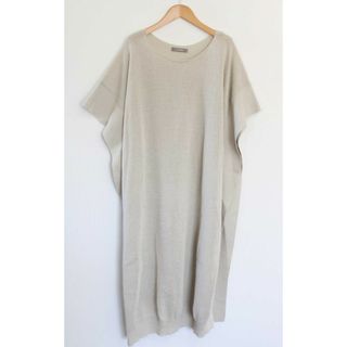 エリオポール(heliopole)の●HELIOPOLE/エリオポール●PAPER YARN KNIT PONCHO/半袖/ロング丈 ベージュ レディース 38【中古】春夏 102032(その他)