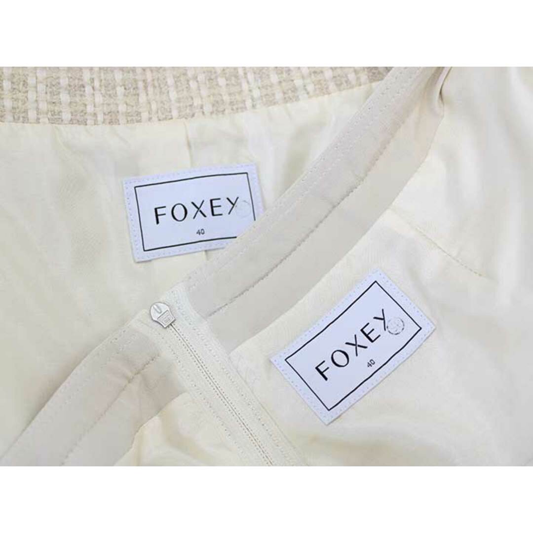 FOXEY(フォクシー)の◇FOXY/フォクシー◇French chic Tweed/ツイードセットアップスカート/34493/スーツ/式典/お呼ばれ/バックジップ/半袖/膝丈 アイボリー/白 レディース 40【中古】春夏 613022 sut レディースのレディース その他(その他)の商品写真