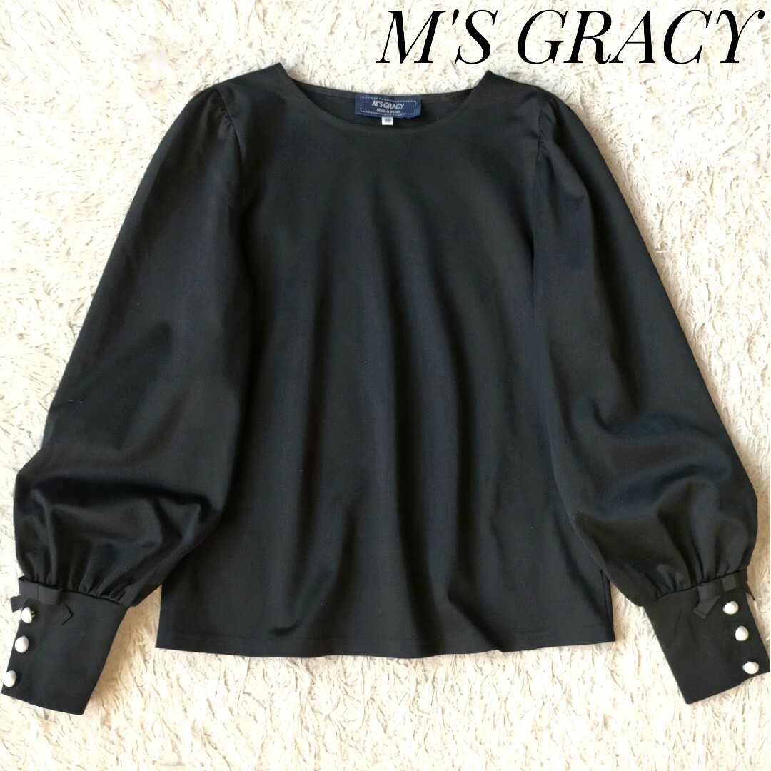 M's GRACY  黒　トップス　パール