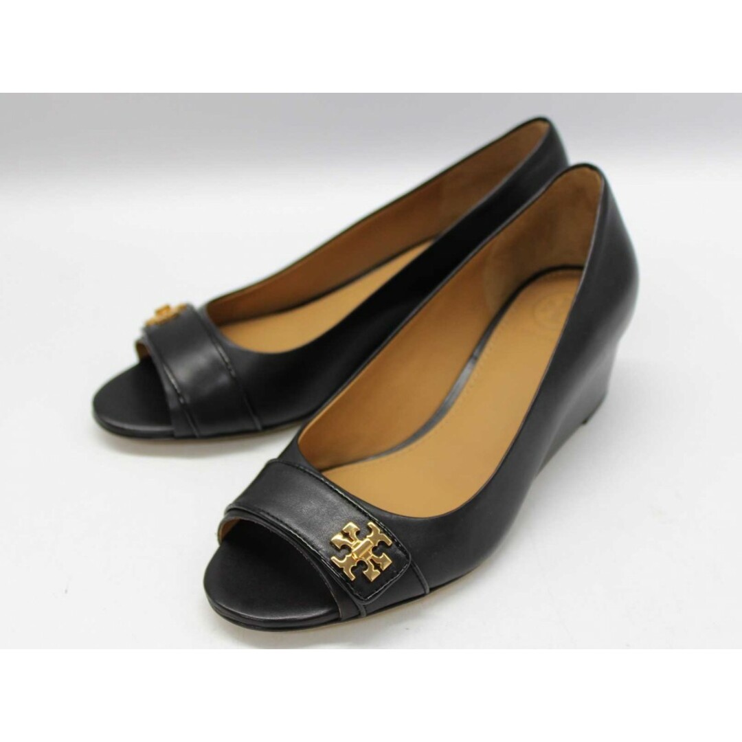 新品未使用品◇TORY BURCH/トリーバーチ◇KIRA OPEN TOE  WEDGE/レザーオープントゥウェッジソールパンプス/55050/本革/ダブルTロゴ/シューズ/靴 ブラック/黒 レディース 6M 春夏 712032  | フリマアプリ ラクマ