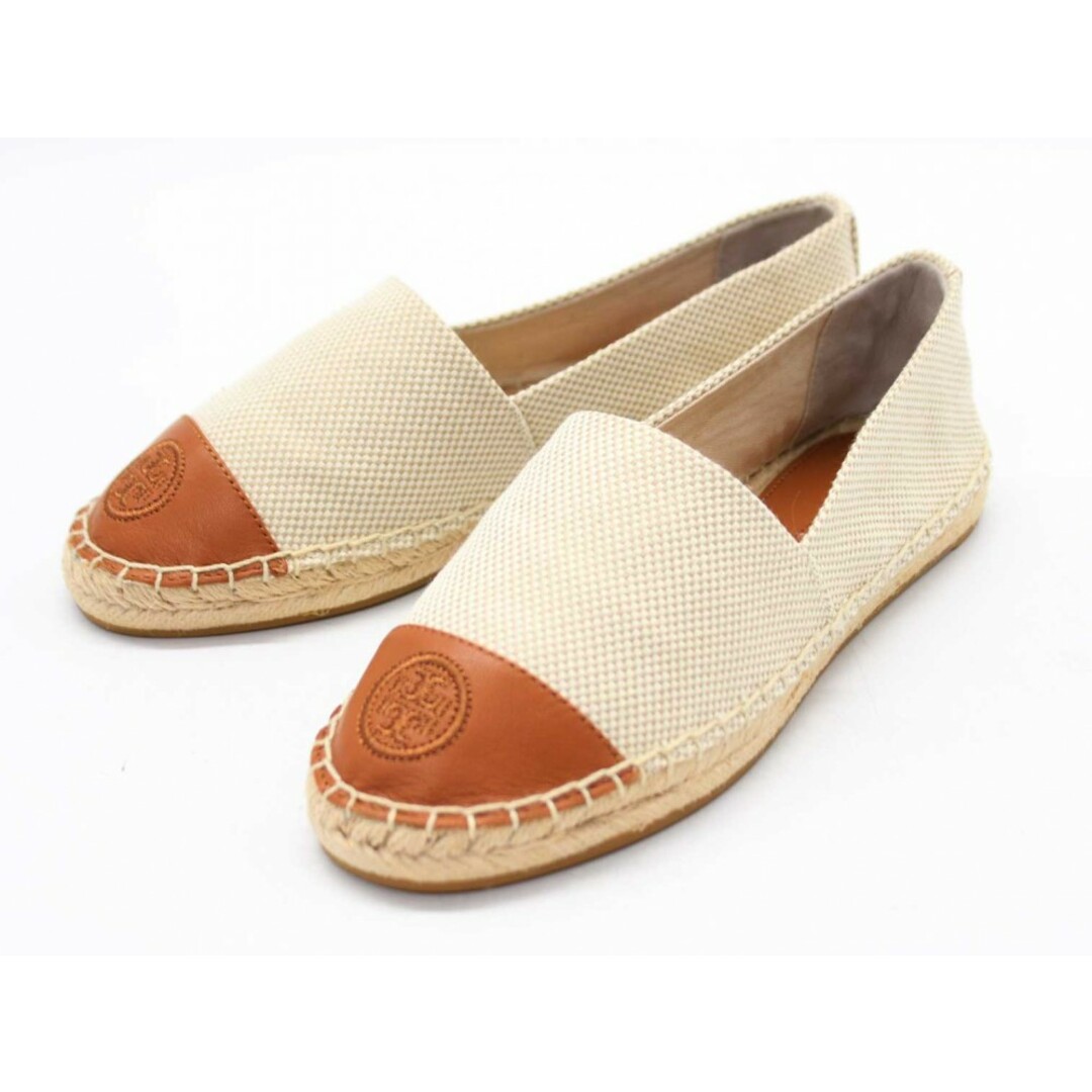 Tory Burch(トリーバーチ)の新品未使用品◇TORY BURCH/トリーバーチ◇COLOR BLOCK FLAT ESPADRILLE/カラーブロックフラットエスパドリーユ/74058/スリッポン/ロゴ刺しゅう/シューズ/靴 アイボリー×ブラウン レディース 5.5 春夏 512032 レディースの靴/シューズ(スリッポン/モカシン)の商品写真