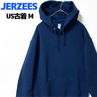 ジャージーズ(JERZEES)のUS古着 ジャージーズ スウェットパーカー 無地 プレーン ネイビー M(パーカー)