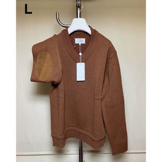 マルタンマルジェラ(Maison Martin Margiela)の新品 L 22aw マルジェラ エルボーパッチニット セーター 茶 5862(ニット/セーター)