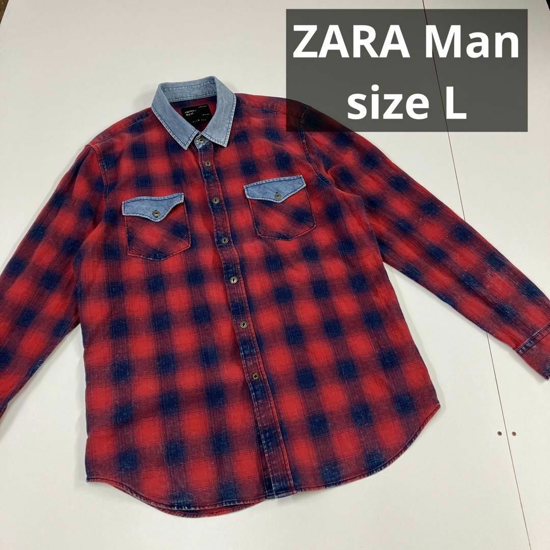 ZARA(ザラ)のZARA Man ザラマン　シャツ　古着　切り替え　デニム メンズのトップス(シャツ)の商品写真