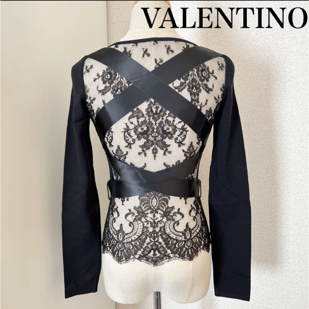 VALENTINO(ヴァレンティノ)のニット　カシミヤ　トップス　ヴァレンティノ　レース　リボン　ドレス　セーター　 レディースのトップス(ニット/セーター)の商品写真