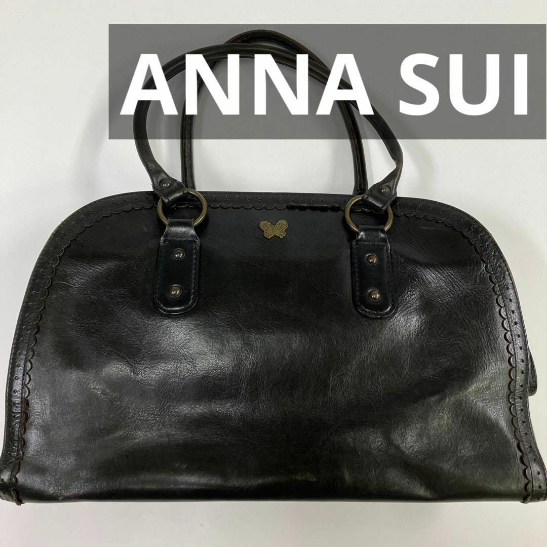 ANNA SUI(アナスイ)のANNA SUI アナスイ　バンドバッグ　レザー　古着女子　ブラック　Y2K レディースのバッグ(ハンドバッグ)の商品写真